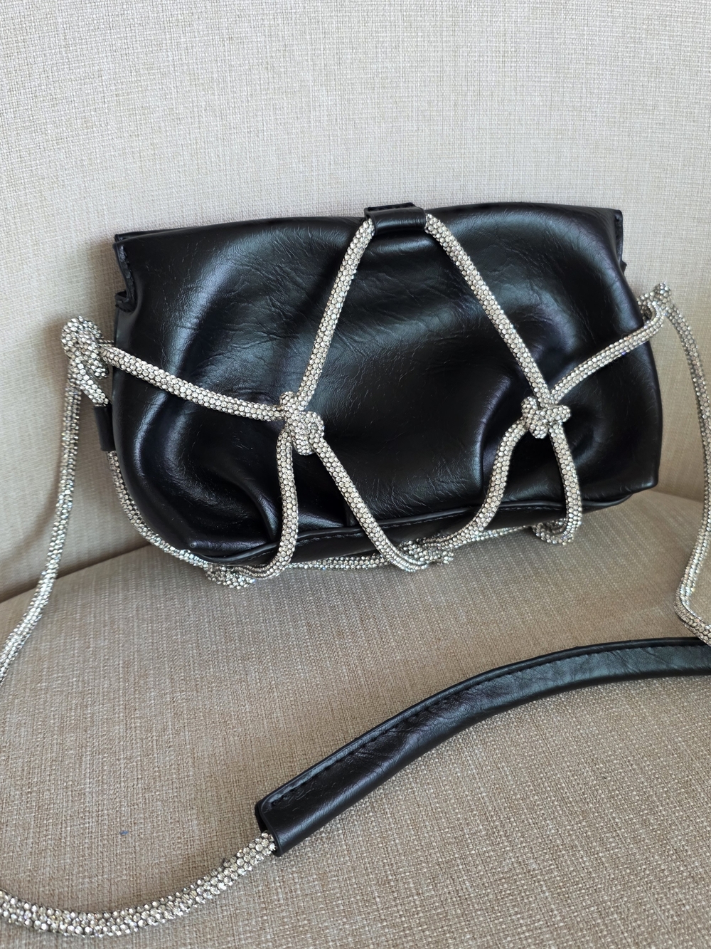 ASOS Black Evening Clutch with Crystal Rope Detail